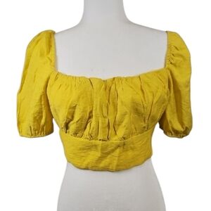 DNA couture Yellow Crop Top, Size Large